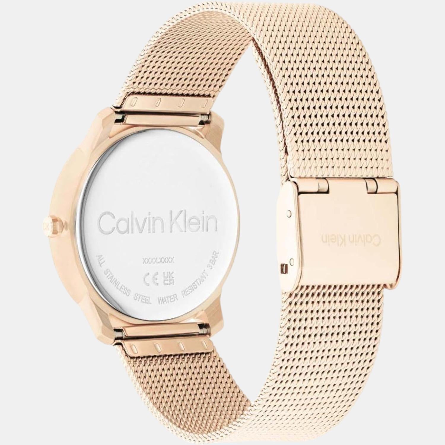 Ck Iconic Unisex Quartz Gold Dial Analog Stainless Steel Watch 25200035
