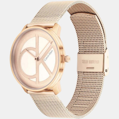 Ck Iconic Unisex Quartz Gold Dial Analog Stainless Steel Watch 25200035