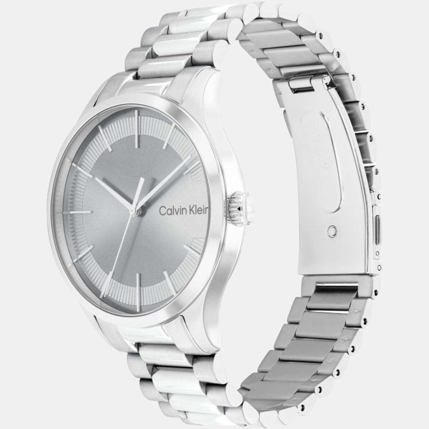 Ck Iconic Unisex Quartz Grey Dial Analog Stainless Steel Watch 25200036