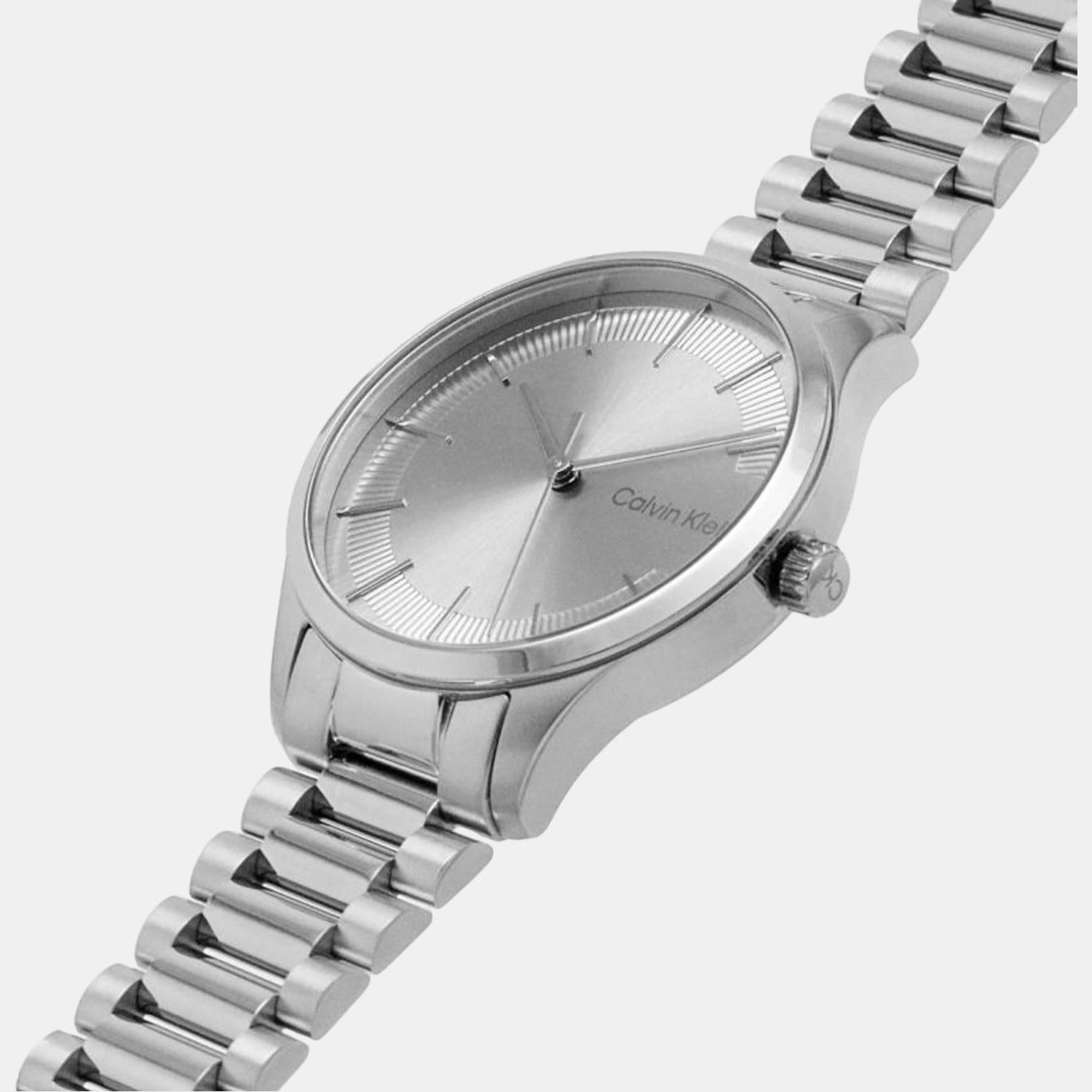 Ck Iconic Unisex Quartz Grey Dial Analog Stainless Steel Watch 25200036