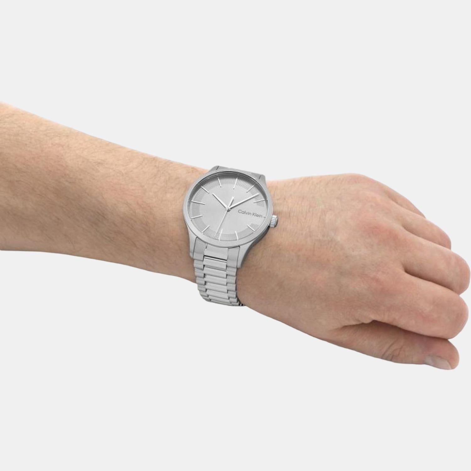 Ck Iconic Unisex Quartz Grey Dial Analog Stainless Steel Watch 25200036