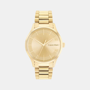 Ck Iconic Unisex Quartz Gold Dial Analog Stainless Steel Watch 25200038