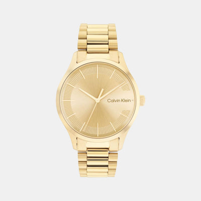 Ck Iconic Unisex Quartz Gold Dial Analog Stainless Steel Watch 25200038