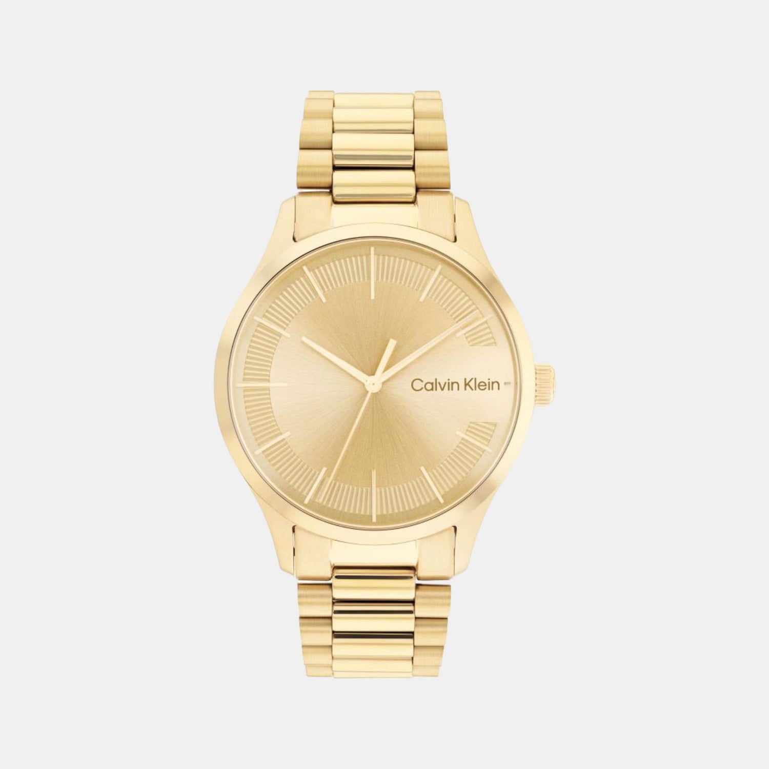 Ck Iconic Unisex Quartz Gold Dial Analog Stainless Steel Watch 25200038