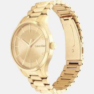 Ck Iconic Unisex Quartz Gold Dial Analog Stainless Steel Watch 25200038
