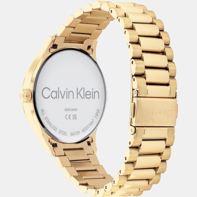 Ck Iconic Unisex Quartz Gold Dial Analog Stainless Steel Watch 25200038