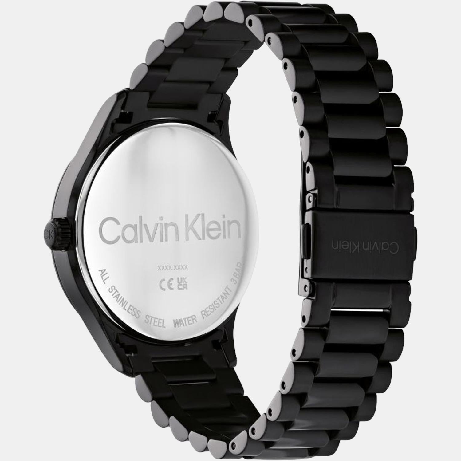 Ck Iconic Unisex Quartz Black Dial Analog Stainless Steel Watch 25200040