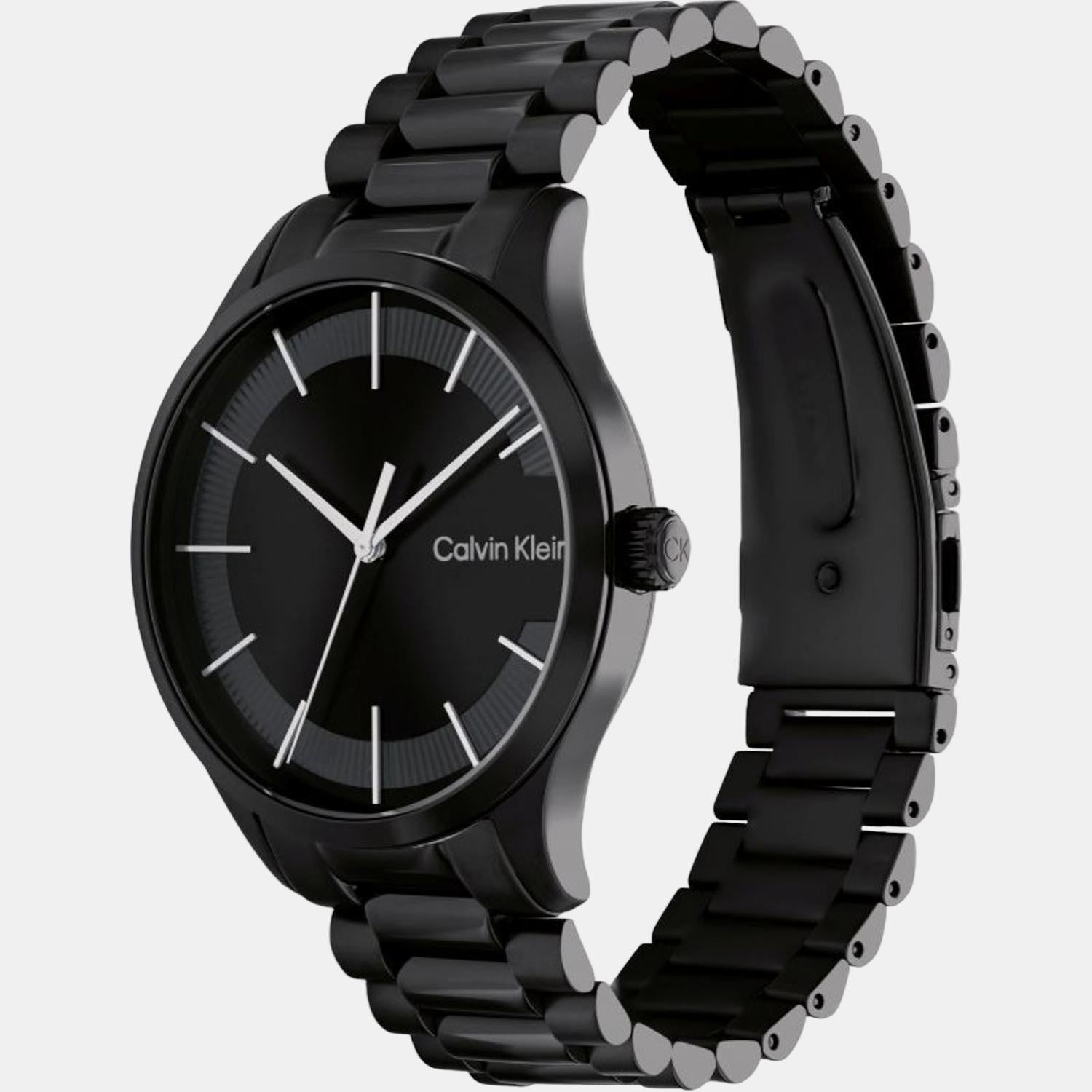 Ck Iconic Unisex Quartz Black Dial Analog Stainless Steel Watch 25200040