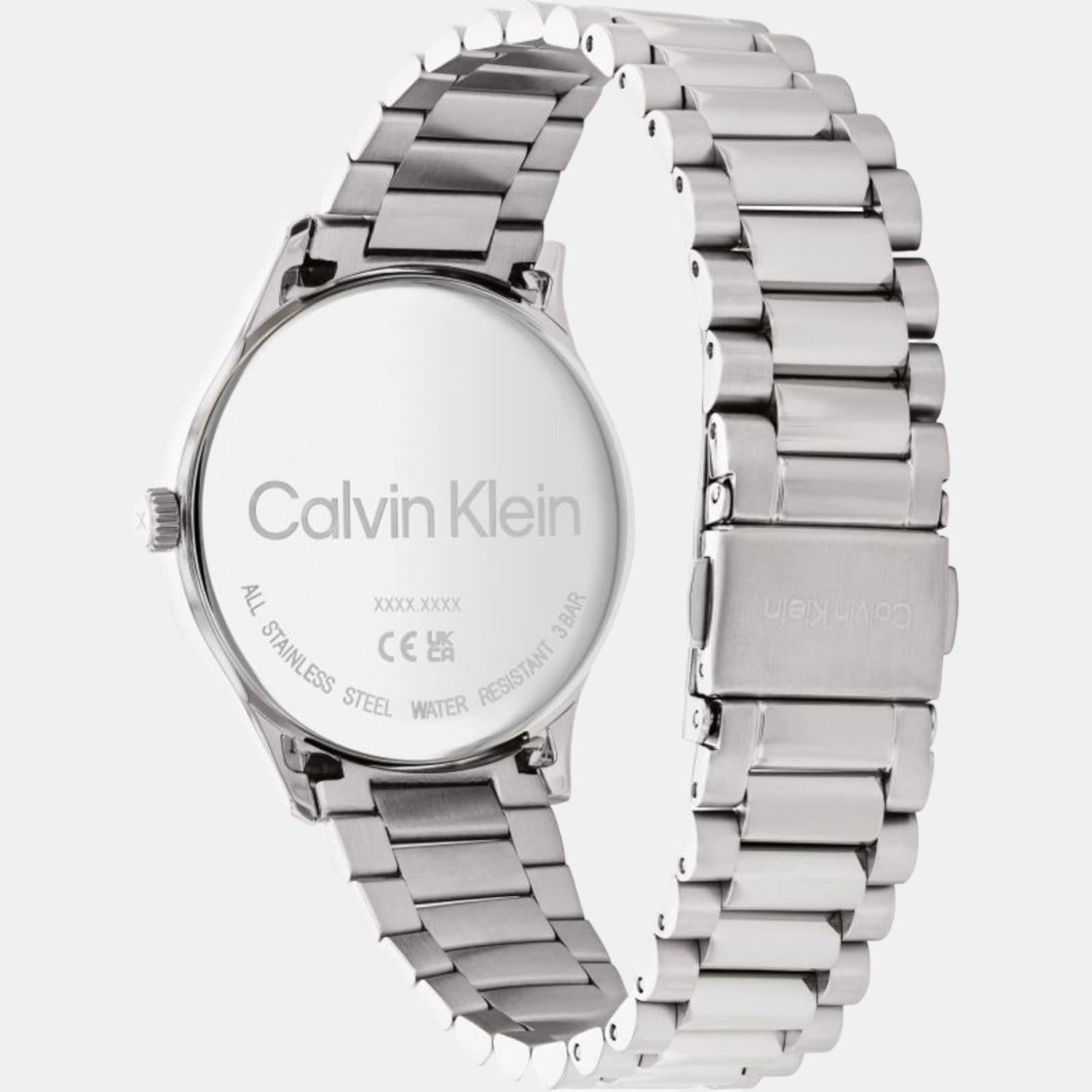 Ck Iconic Unisex Quartz Silver Dial Analog Stainless Steel Watch 25200041