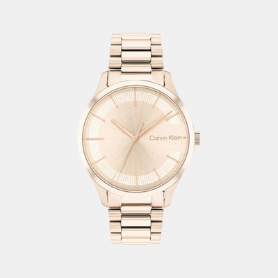 Ck Iconic Unisex Quartz Rose Gold Dial Analog Stainless Steel Watch 25200042