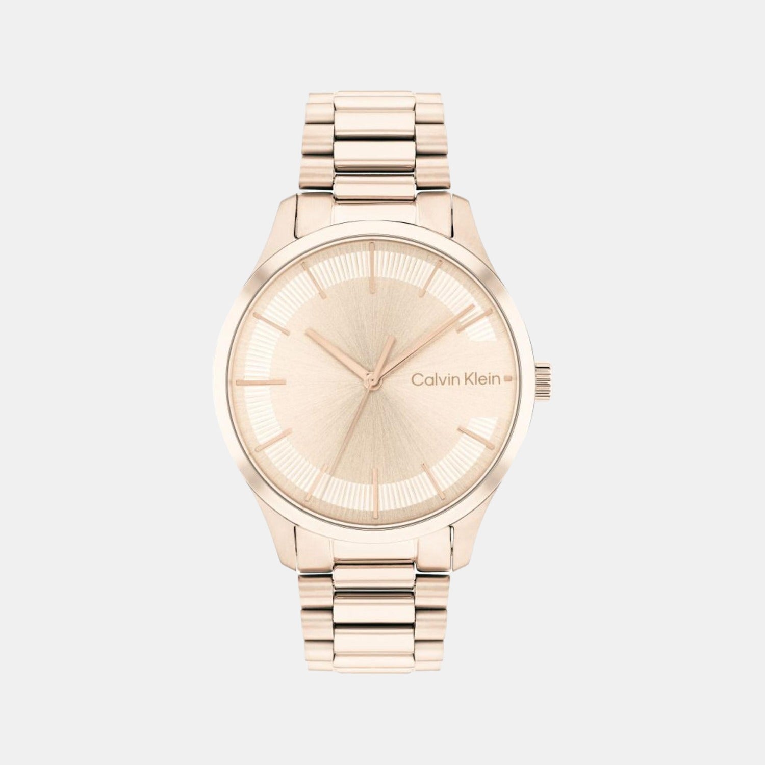 Ck Iconic Unisex Quartz Rose Gold Dial Analog Stainless Steel Watch 25200042