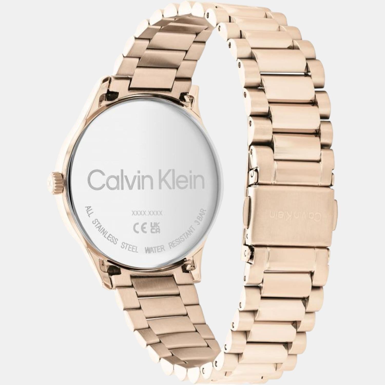 Ck Iconic Unisex Quartz Rose Gold Dial Analog Stainless Steel Watch 25200042