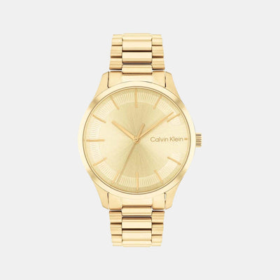 Ck Iconic Unisex Quartz Yellow Dial Analog Stainless Steel Watch 25200043