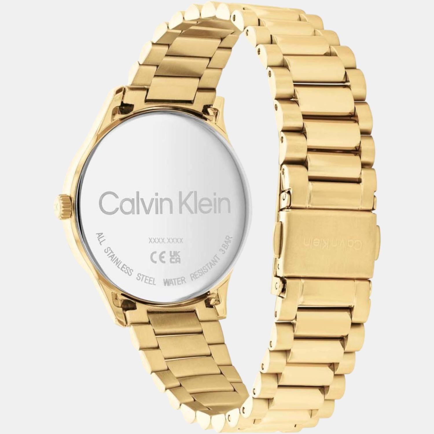 Ck Iconic Unisex Quartz Yellow Dial Analog Stainless Steel Watch 25200043