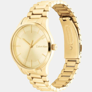 Ck Iconic Unisex Quartz Yellow Dial Analog Stainless Steel Watch 25200043