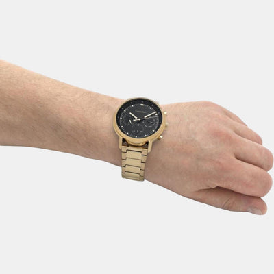 Gauge Men Quartz Black Dial Chronograph Stainless Steel Watch 25200065