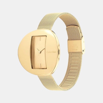Circular Women Quartz Gold Dial Analog Stainless Steel Watch 25200146