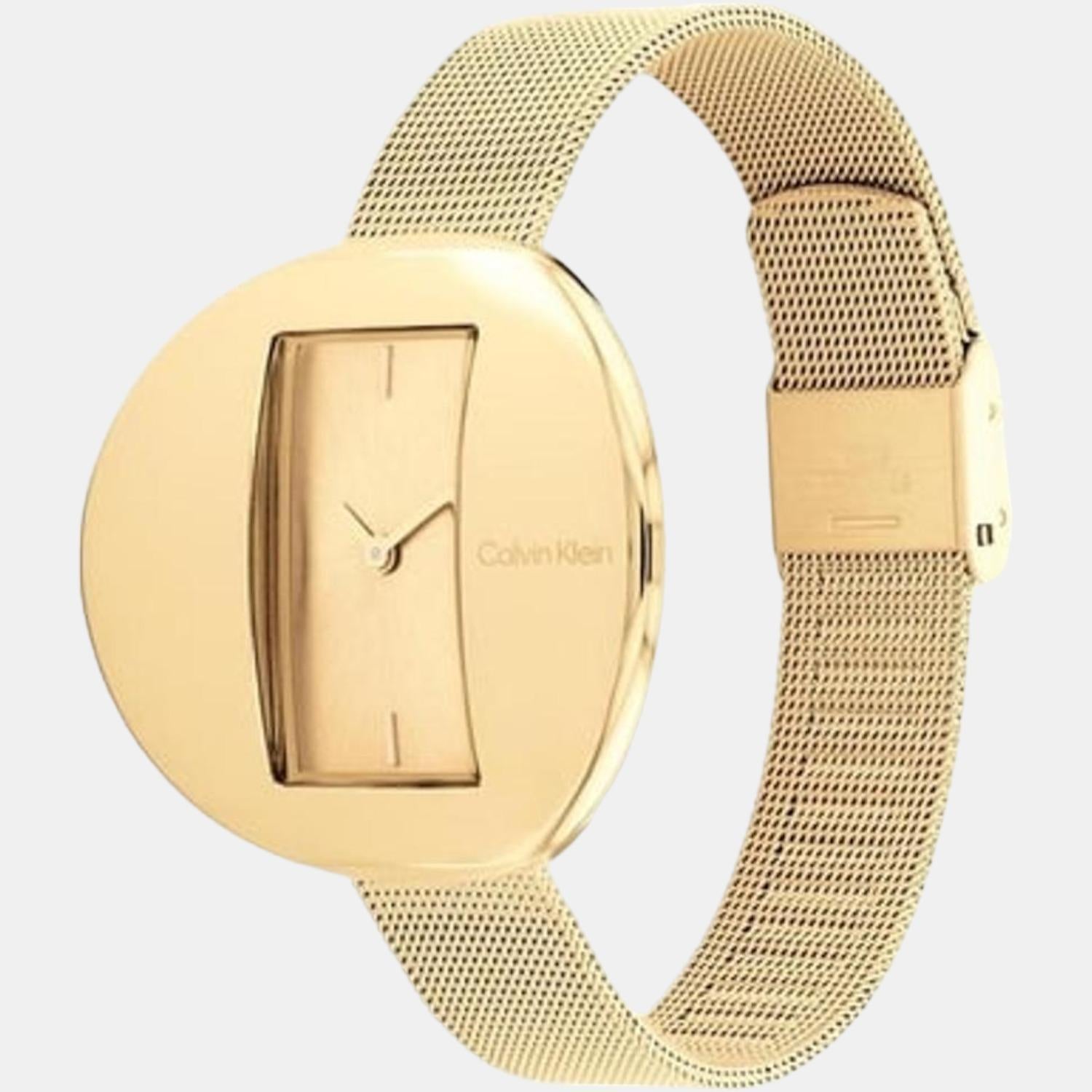 Circular Women Quartz Gold Dial Analog Stainless Steel Watch 25200146