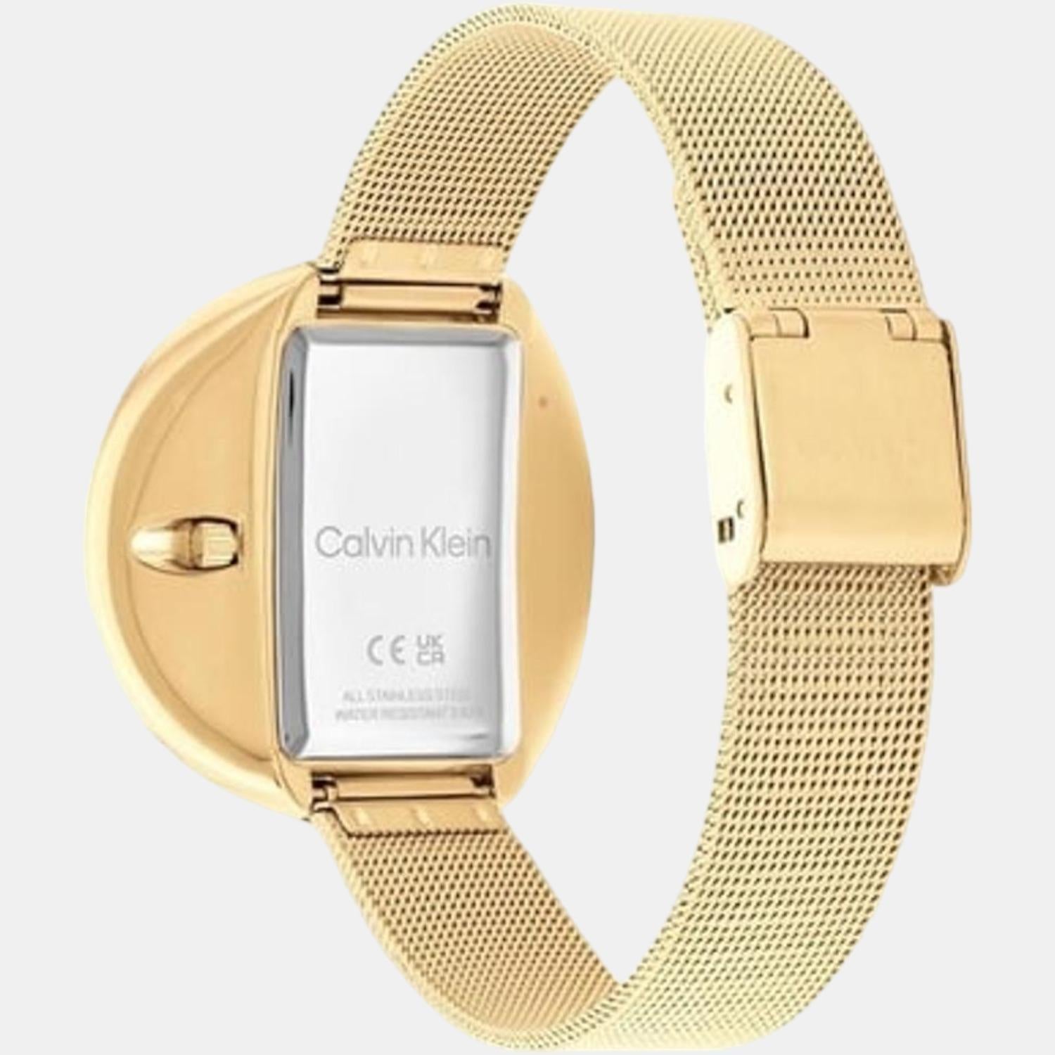 Circular Women Quartz Gold Dial Analog Stainless Steel Watch 25200146