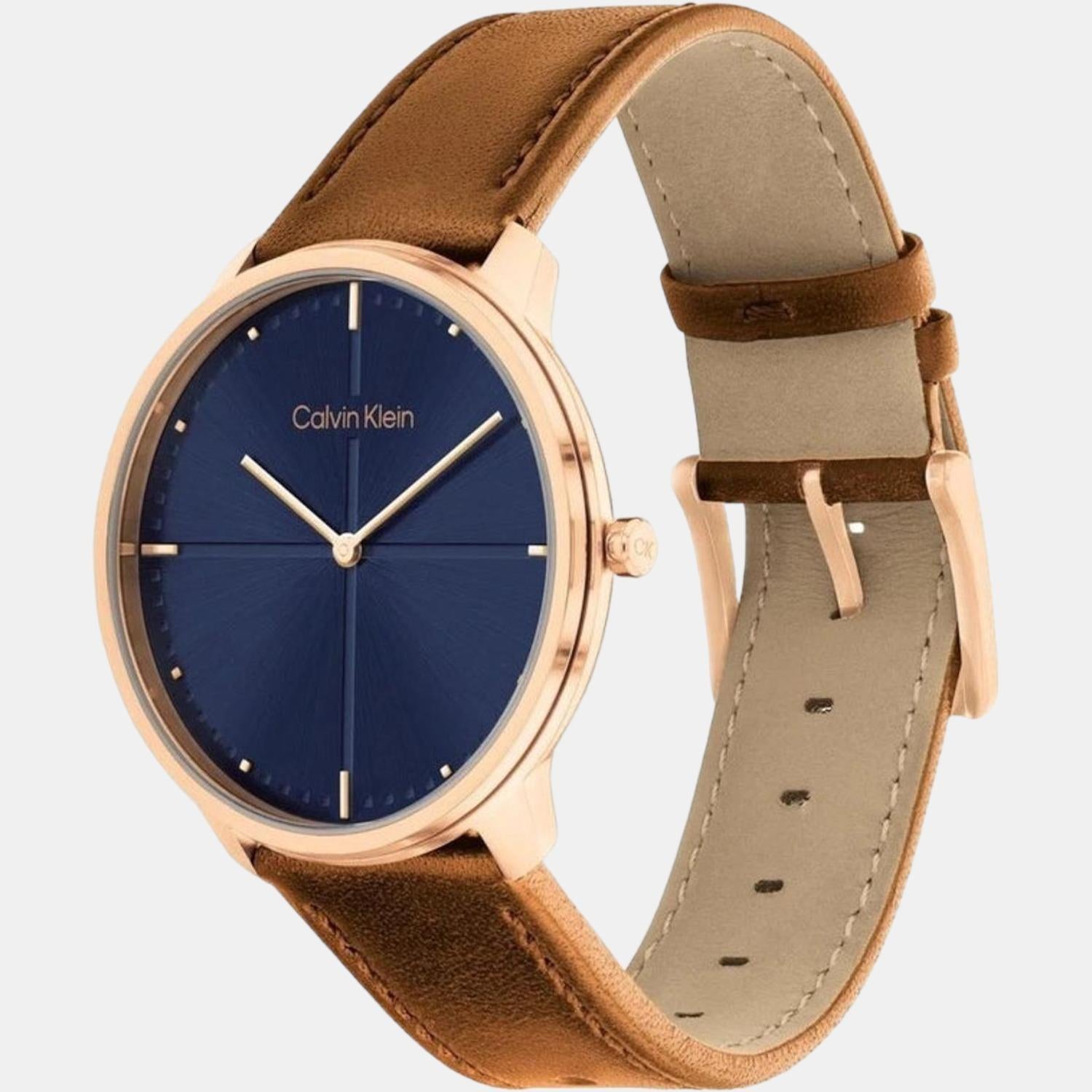 Ck Iconic Men Quartz Blue Dial Analog Leather Watch 25200154