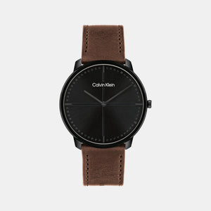 Ck Iconic Men Quartz Black Dial Analog Leather Watch 25200155
