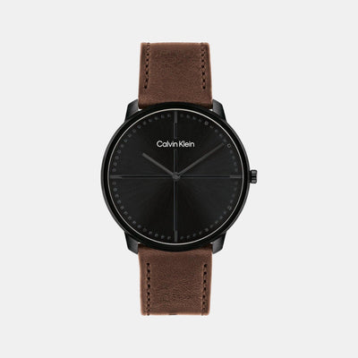 Ck Iconic Men Quartz Black Dial Analog Leather Watch 25200155