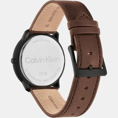 Ck Iconic Men Quartz Black Dial Analog Leather Watch 25200155
