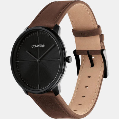 Ck Iconic Men Quartz Black Dial Analog Leather Watch 25200155