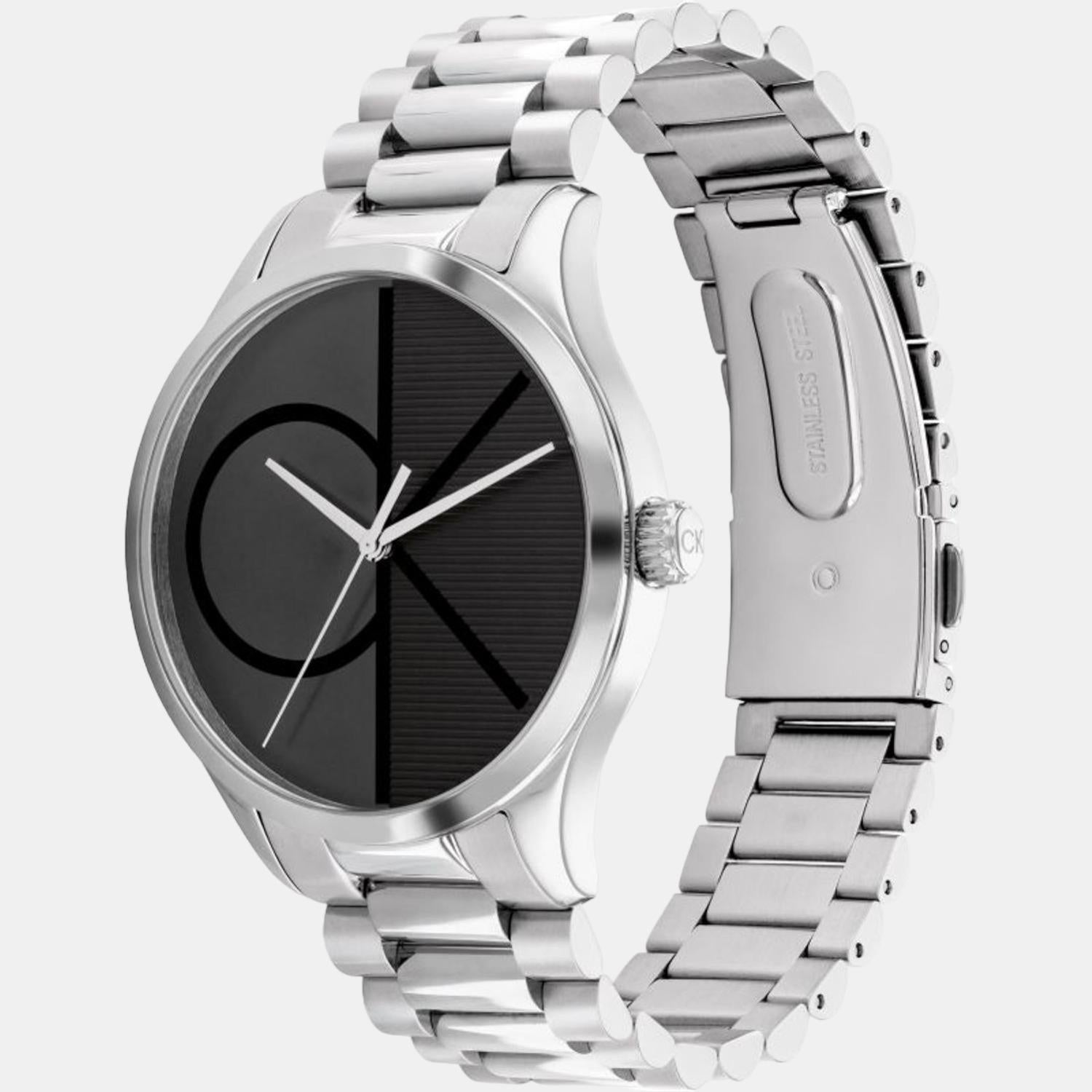 Ck Iconic Unisex Quartz Black Dial Analog Stainless Steel Watch 25200163