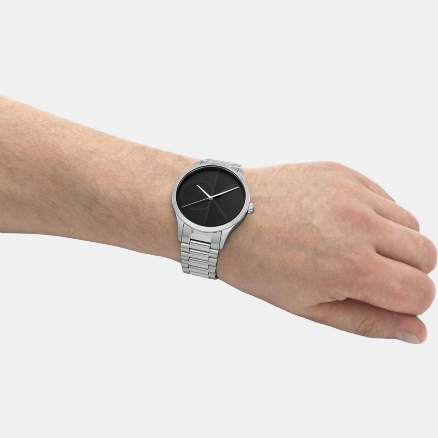 Ck Iconic Unisex Quartz Black Dial Analog Stainless Steel Watch 25200163