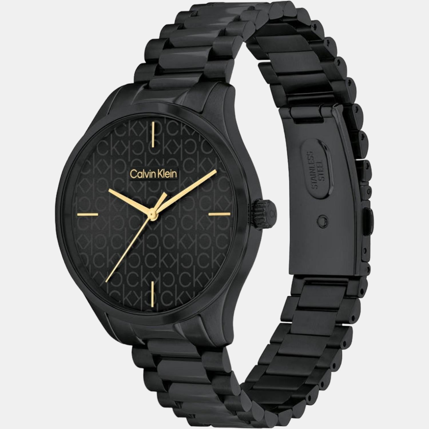 Ck Iconic Unisex Quartz Black Dial Analog Stainless Steel Watch 25200170