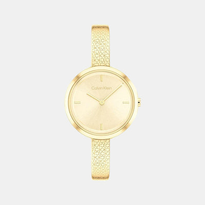 Ck Iconic Women Quartz Gold Dial Analog Stainless Steel Watch 25200182