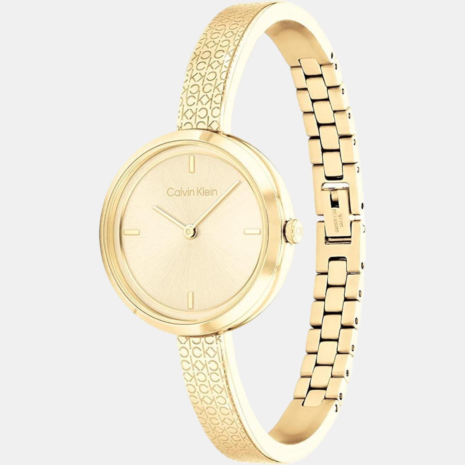 Ck Iconic Women Quartz Gold Dial Analog Stainless Steel Watch 25200182