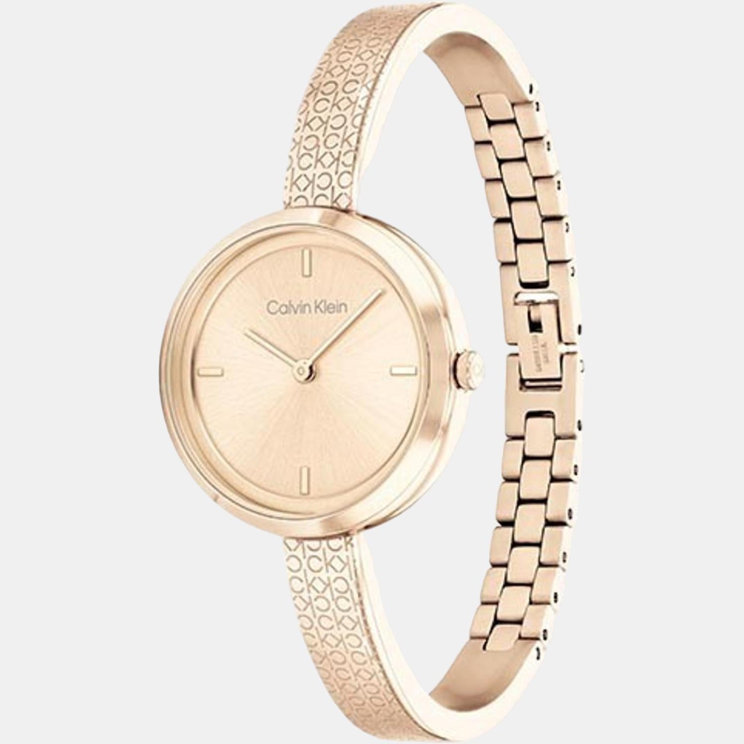 Ck Iconic Women Quartz Rose Gold Dial Analog Stainless Steel Watch 25200183