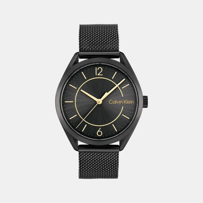 Essentials Women Quartz Black Dial Analog Stainless Steel Watch 25200194