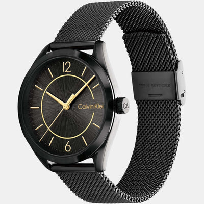 Essentials Women Quartz Black Dial Analog Stainless Steel Watch 25200194