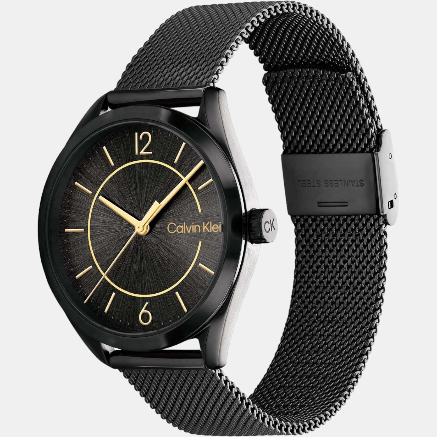 Essentials Women Quartz Black Dial Analog Stainless Steel Watch 25200194
