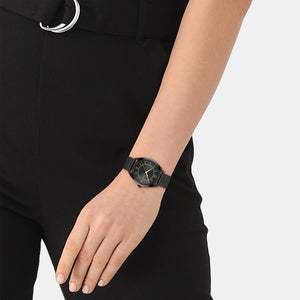 Essentials Women Quartz Black Dial Analog Stainless Steel Watch 25200194