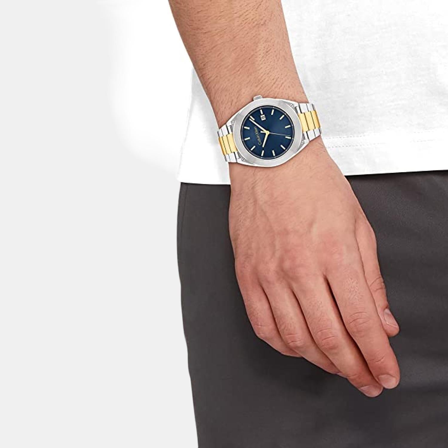 Casual Essentials Men Quartz Blue Dial Analog Stainless Steel Watch 25200198
