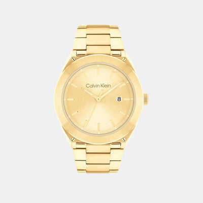 Casual Essentials Men Quartz Gold Dial Analog Stainless Steel Watch 25200199