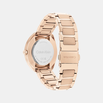 Ck Adorn Women Quartz Gold Dial Analog Stainless Steel Watch 25200277