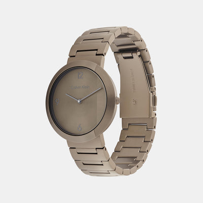 Ck Eccentric Unisex Quartz Khaki Dial Analog Stainless Steel Watch 25200292