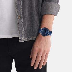 Aqueous Men Quartz Navy Blue Dial Analog Silicone Watch 25200384