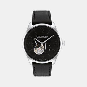 Ck Esteem Men Automatic Black Dial Multi-Function Leather Watch 25200388