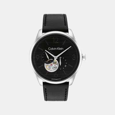 Ck Esteem Men Automatic Black Dial Multi-Function Leather Watch 25200388