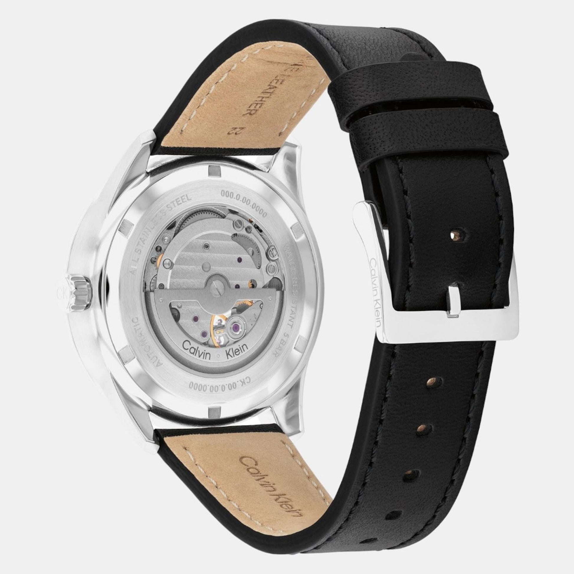 Ck Esteem Men Automatic Black Dial Multi-Function Leather Watch 25200388