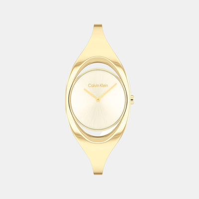 Ck Elation Women Quartz Champagne Dial Analog Stainless Steel Watch 25200391