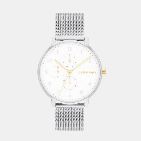Ck Stun Unisex Quartz Silver Dial Analog Mesh Watch 25200405