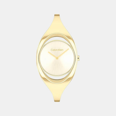 Ck Elation Women Quartz Champagne Dial Analog Stainless Steel Watch 25200422