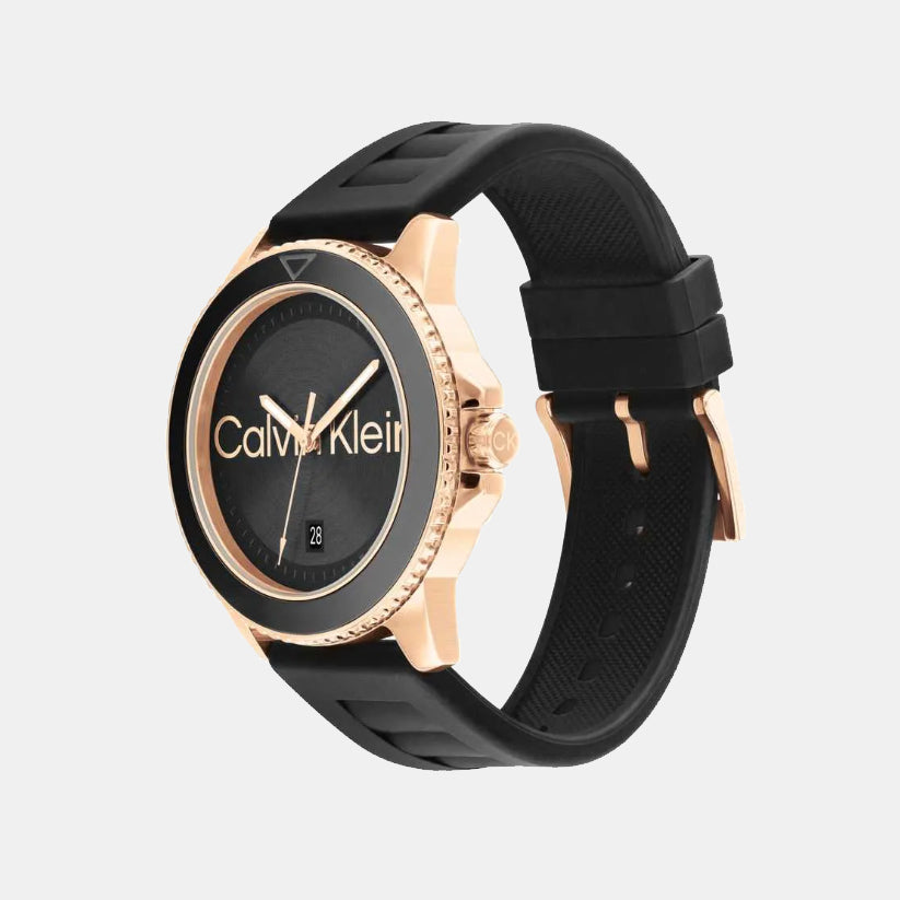 Aqueous Men Quartz Black Dial Analog Silicone Watch 25200425